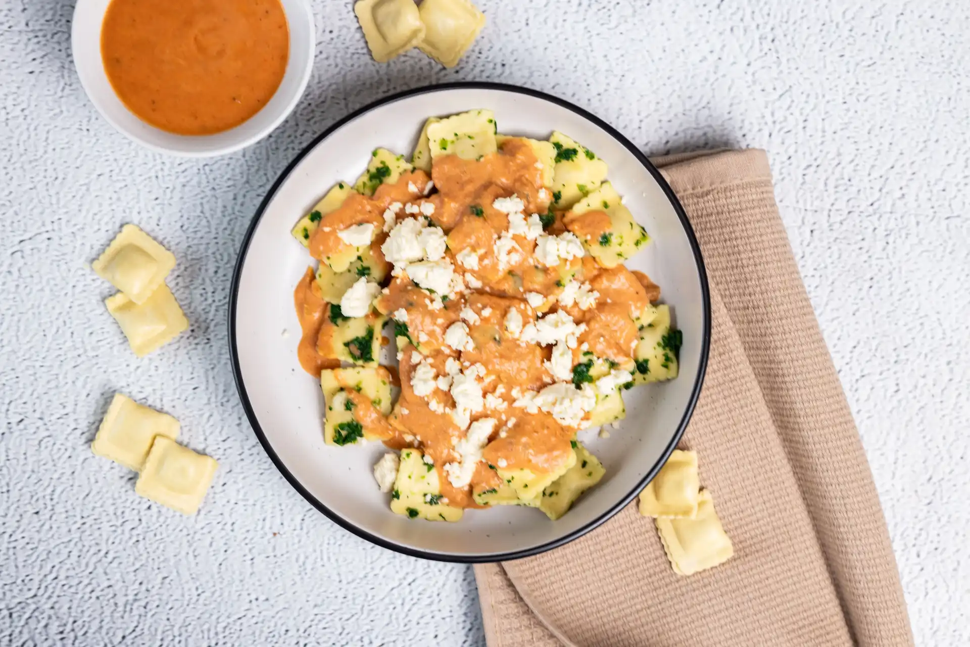 Pumpkin Ricotta ravioli with creamy sauce image